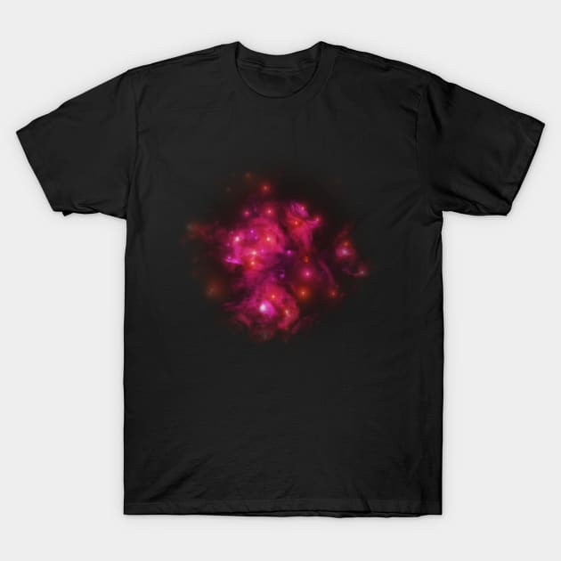 Red and pink nebula with young stars T-Shirt by Alexmelas